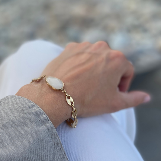 Milano-Armband – Weiße Jade